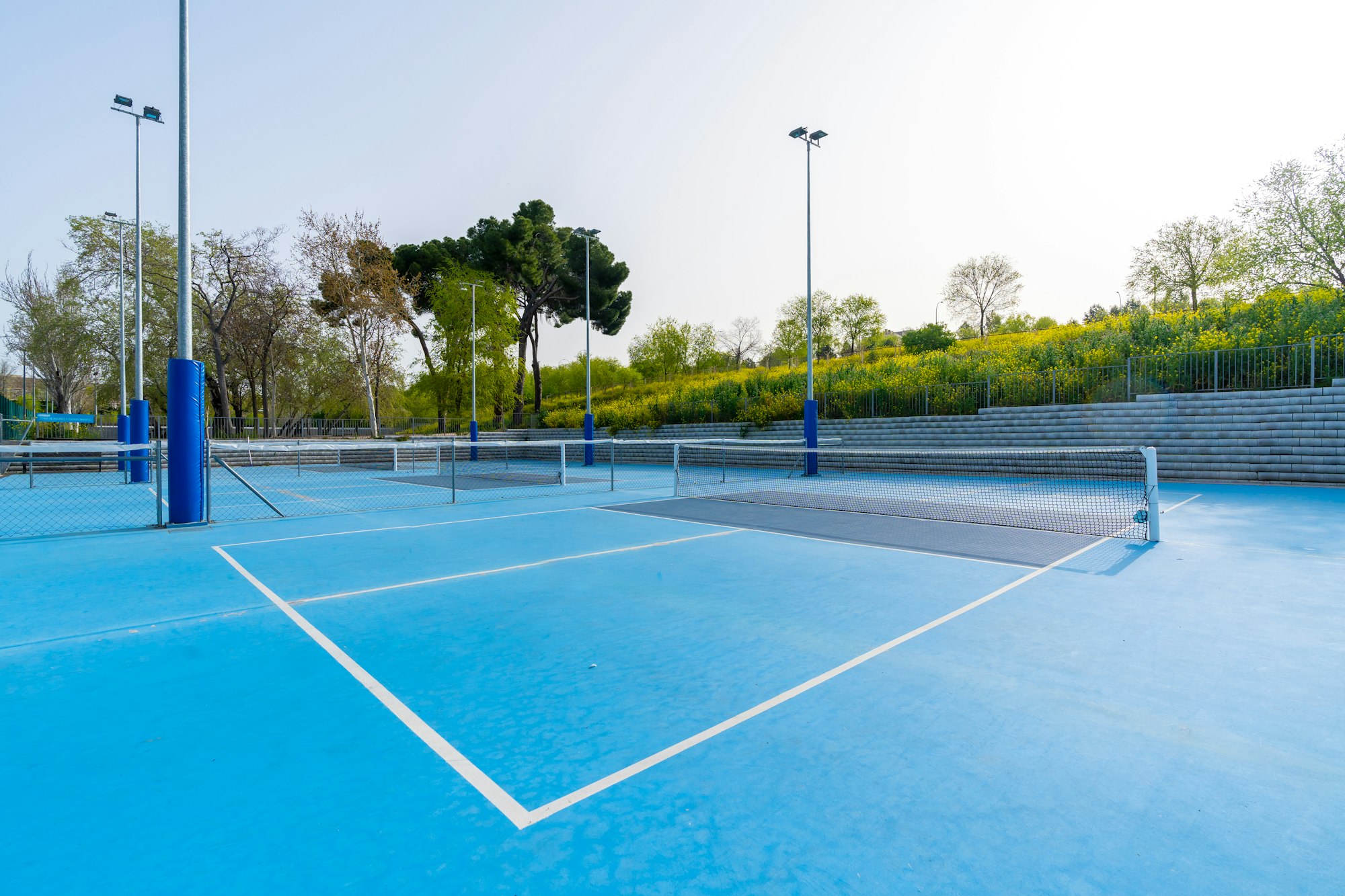 Pickleball outdoors court with no people around